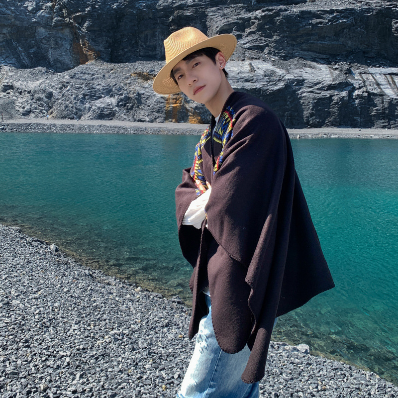Men Fashion Photography - 남성용 케이프 사막 여행 민족 스타일