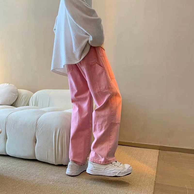 Men'S Fashion With Baggy Jeans - 2026 새로운 패션 핑크 배기 남성