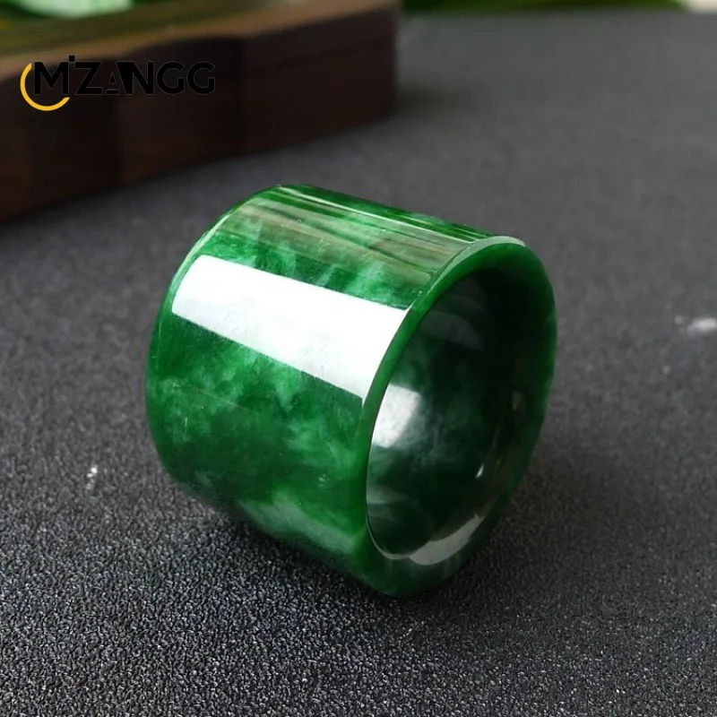 Men'S Fashion Rings - 천연 미얀마 경옥 반지, 중국 조각,