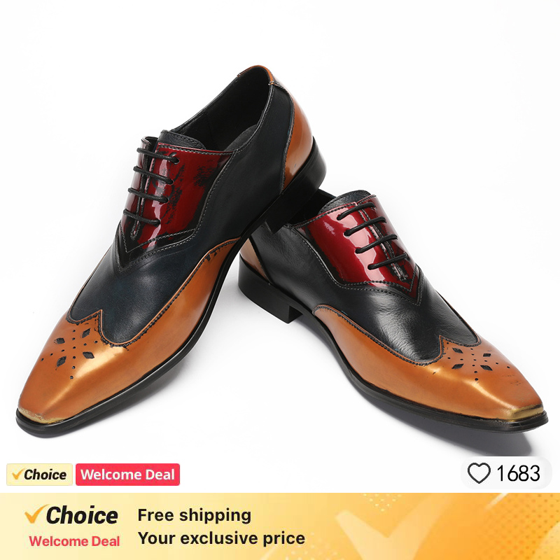 Oxford Shoes Brogue - 남성용 럭셔리 옥스포드 신발, 블랙 믹스