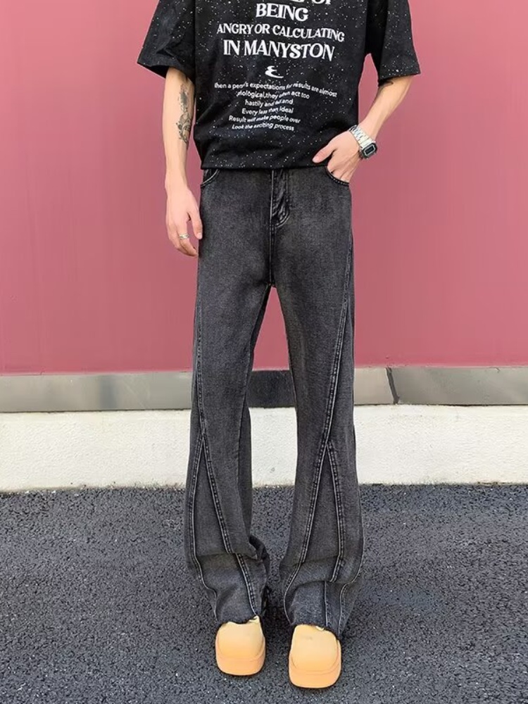 Men'S Fashion Grey Jeans - 2026 Pantalon Y2K 패션 블랙 그레이