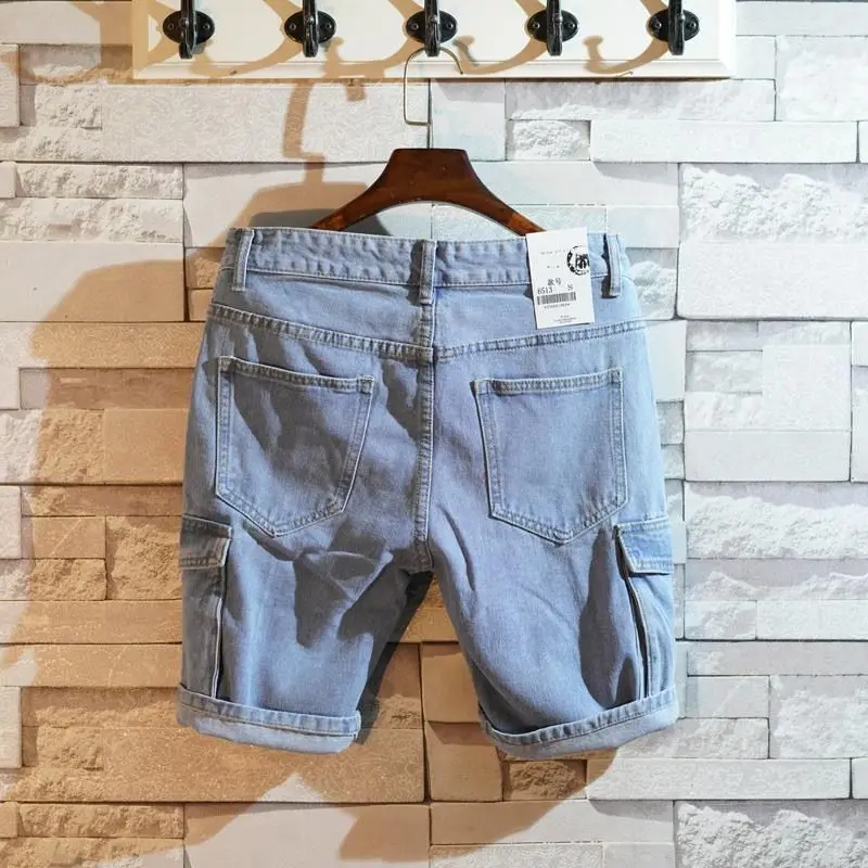 Men'S Fashion Linen Pants - 남성용 루즈핏 스트레이트 숏 데님 반바지,