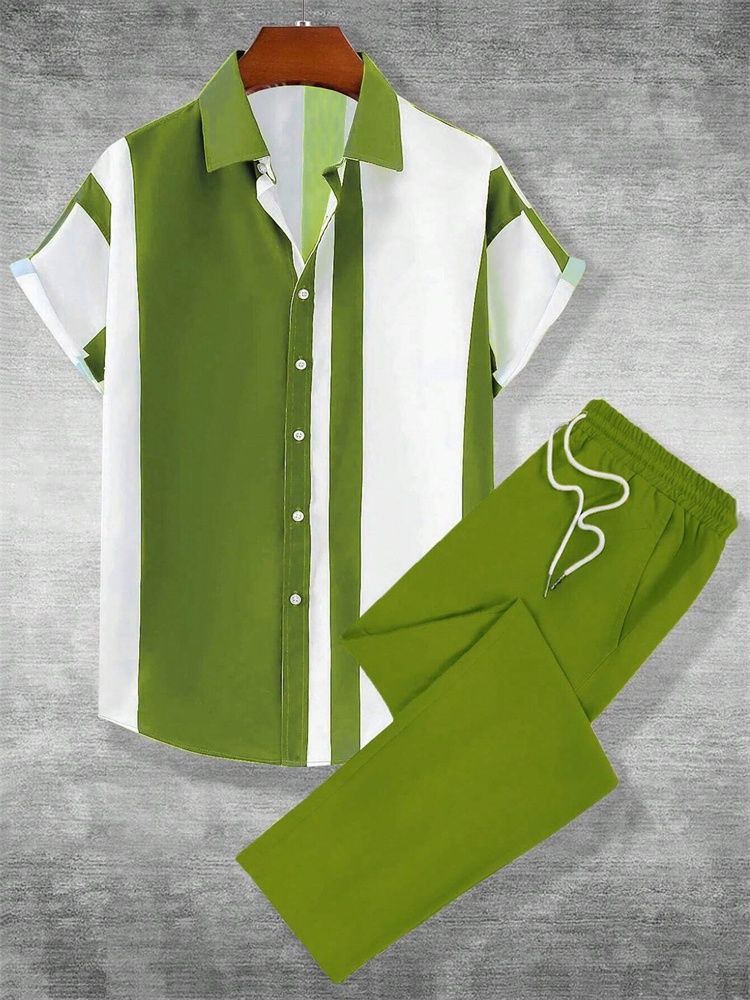 Mens Fashion Urban - 2025 가을 간단한 줄무늬 3D 인쇄