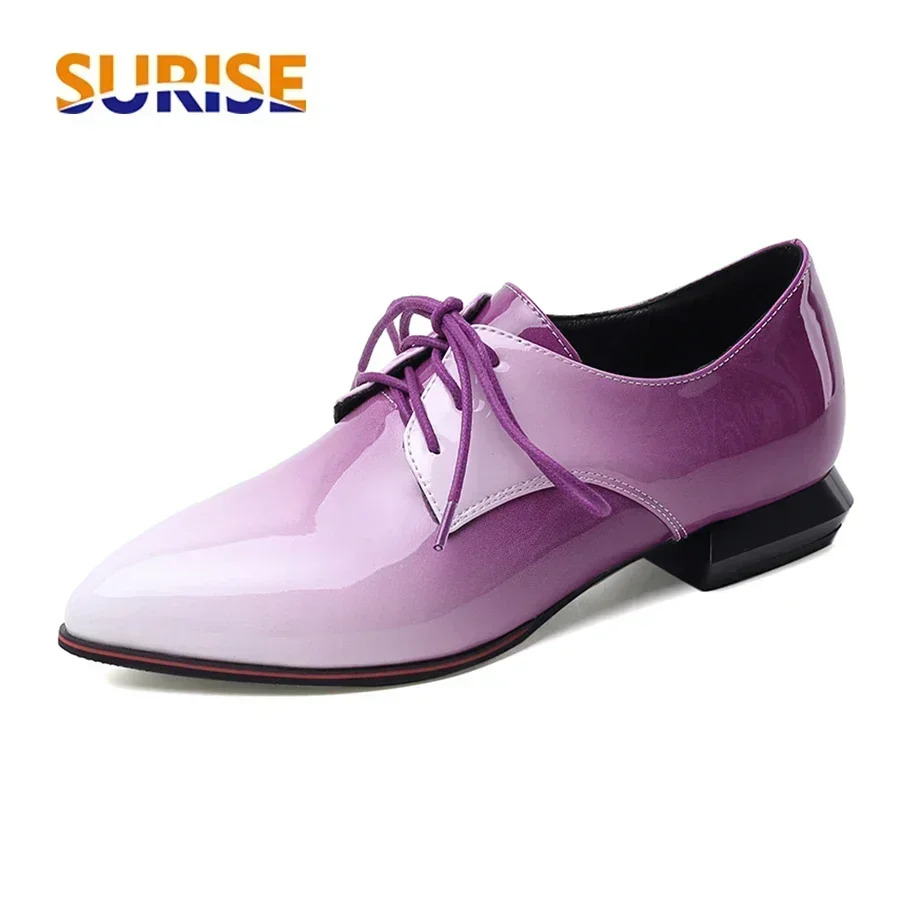 Oxford Shoes Brogue - 영국 여성 옥스포드 그라디언트 레드 퍼플