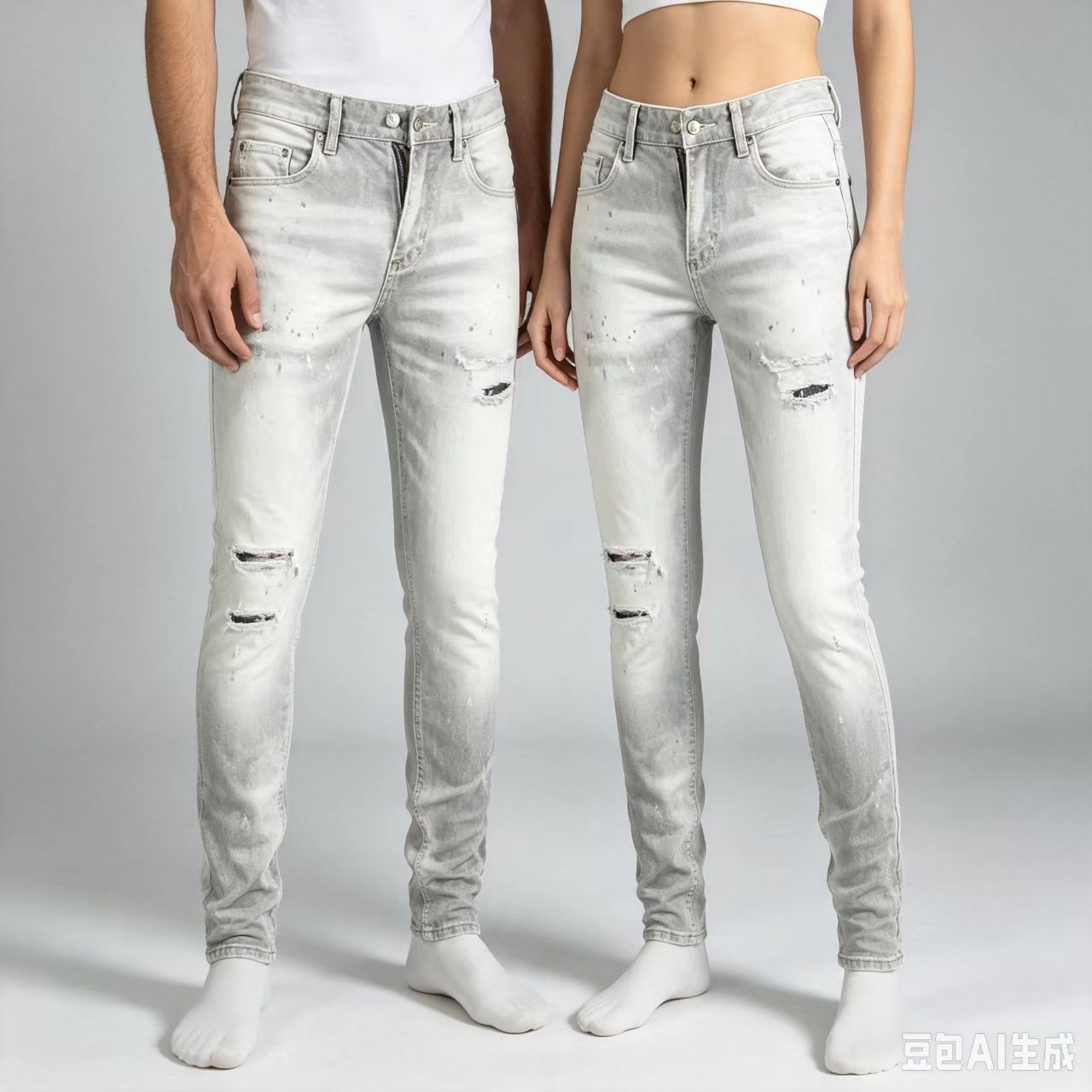 Men'S Fashion Grey Jeans - Y2K 디자이너 패션 새로운 남성용 청바지