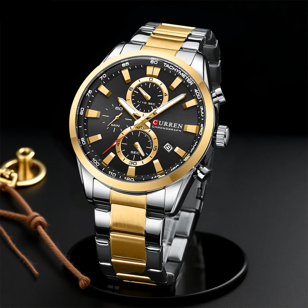 Men'S Fashion Jewelry - CURREN 캐주얼 쿼츠 크로노 스포츠 시계
