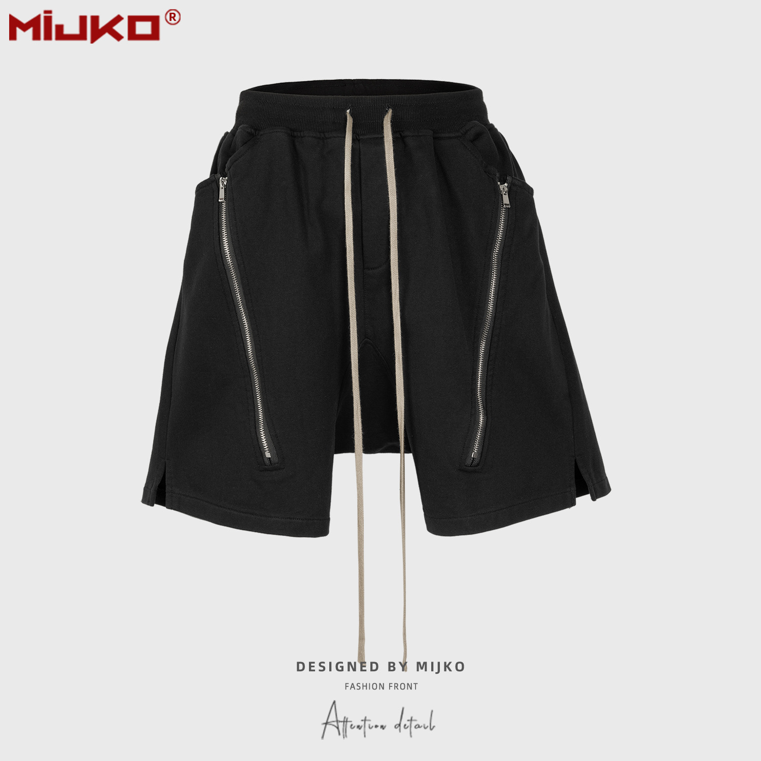 Mens Fashion Dark Grey Pants - MIJKO 블랙 다크 그레이 반바지 남성