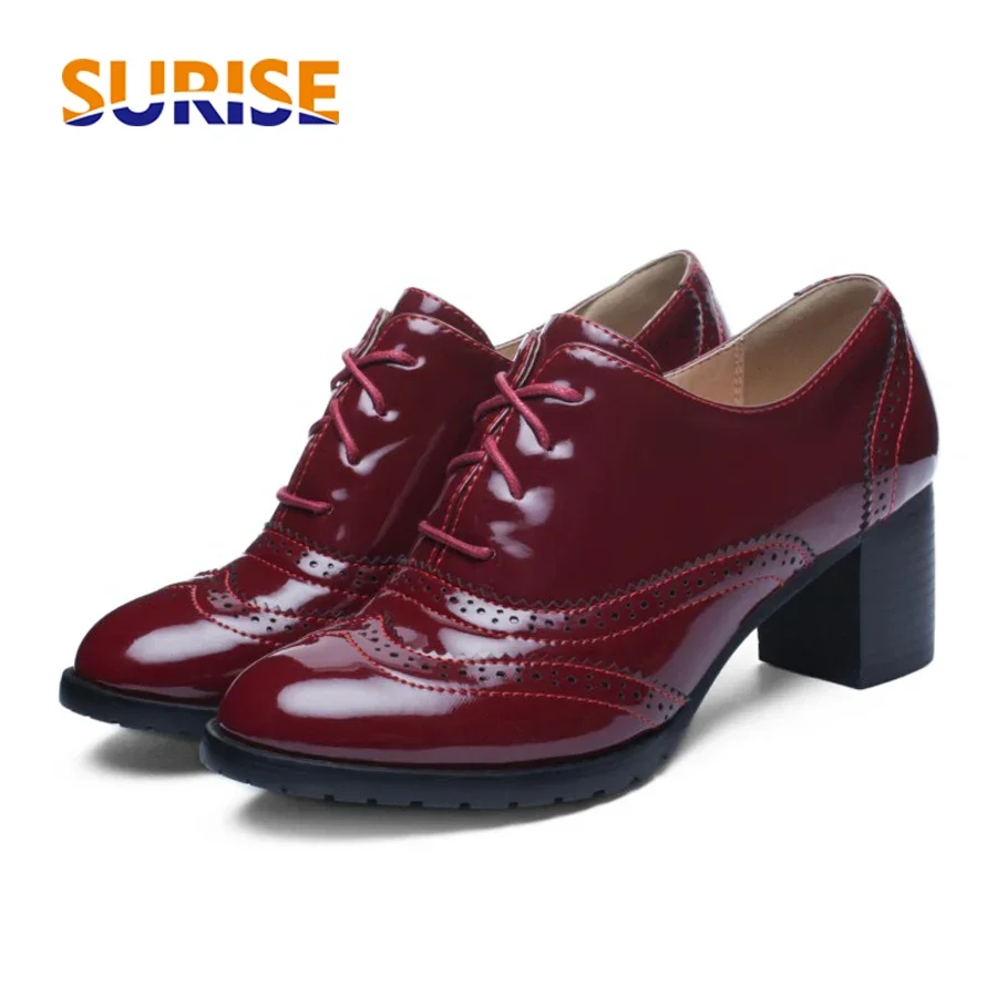 Oxford Shoes Brogue - 영국 여성 옥스포드 블루 레드 블랙