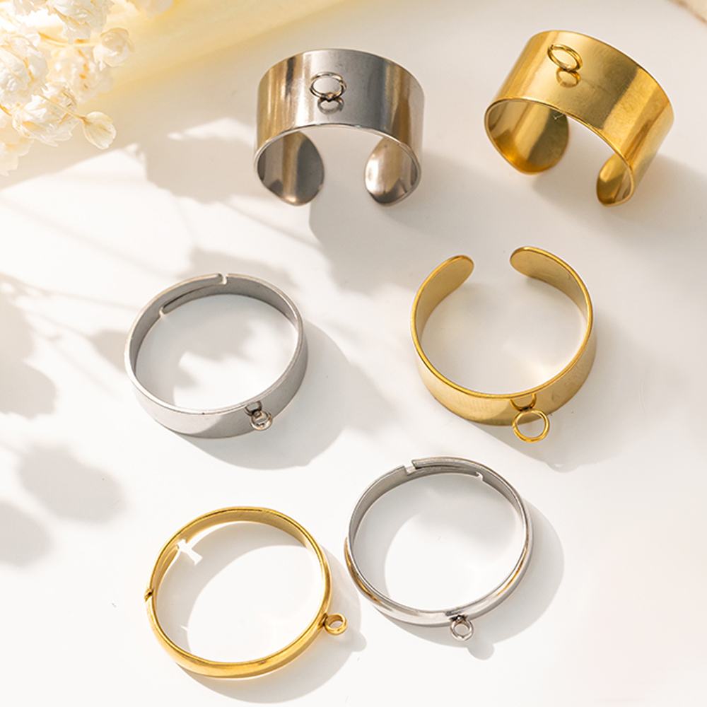 Men'S Fashion Rings - 5 개/몫 스테인레스 스틸 골드 컬러