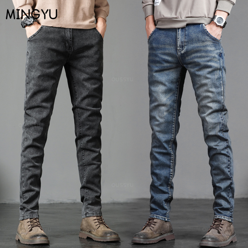 Men'S Fashion Grey Jeans - 가을 겨울 코튼 남성 클래식 패션