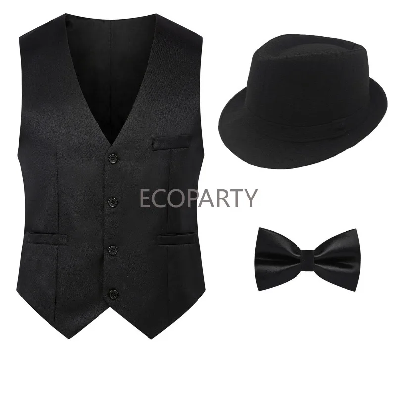 Men'S Fashion Roaring 20S - 코스튬 포효하는 개츠비 갱스터 조끼, 페도라