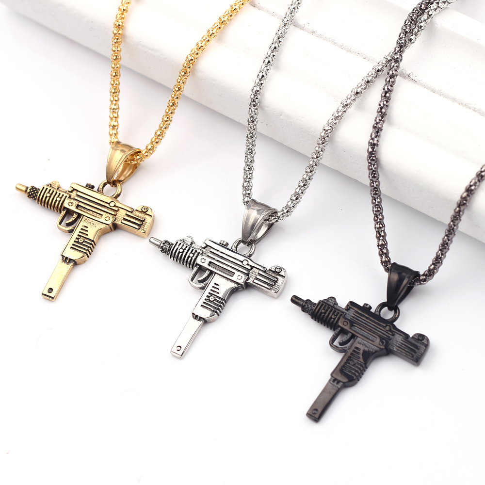 펑크 우지 권총 기관총 목걸이 펜던트 - 남성용 패션  - Men'S Fashion Jewelry 리뷰 및 가격