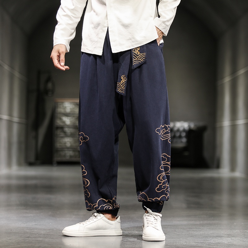 중국 스타일 복고풍 길조 구름 프린트 바지, 남성 의류 - Men'S Fashion Linen Pants 리뷰 및 가격