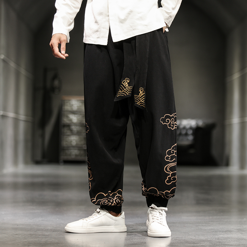 중국 스타일 복고풍 길조 구름 프린트 바지, 남성 의류 - Men'S Fashion Linen Pants 리뷰 및 가격