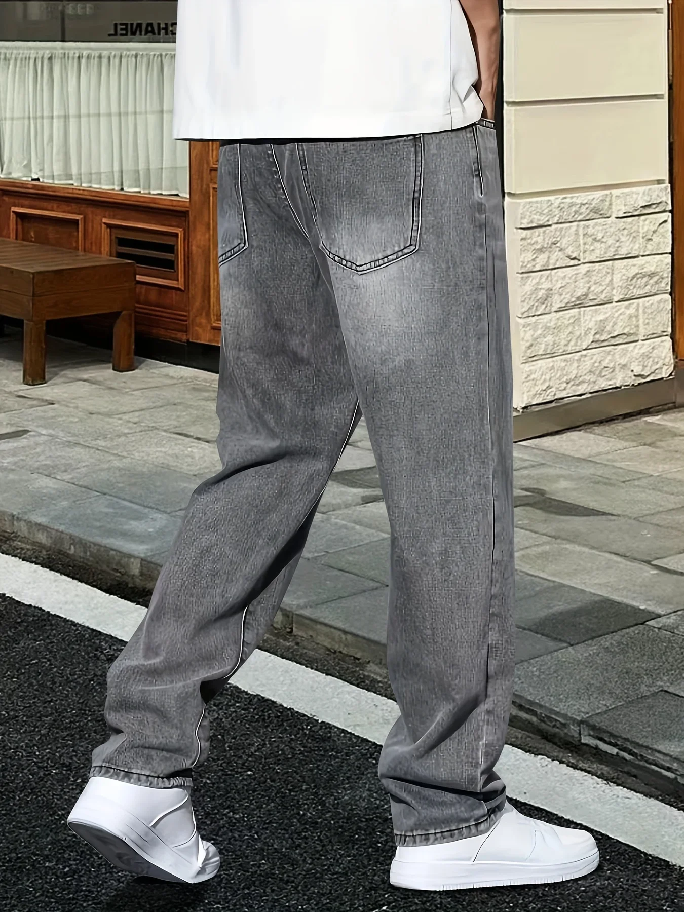 남성 패션 그레이 진 캐주얼 워싱 진, 사계절 편안함, - Men'S Fashion Grey Jeans 리뷰 및 가격