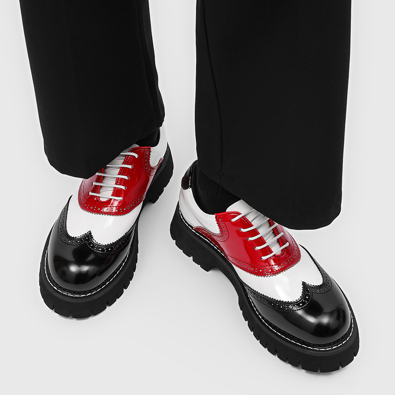남성 패션 힙합 록 플랫폼 슈즈 레이스업 에나멜 가죽  - Oxford Shoes Brogue 리뷰 및 가격