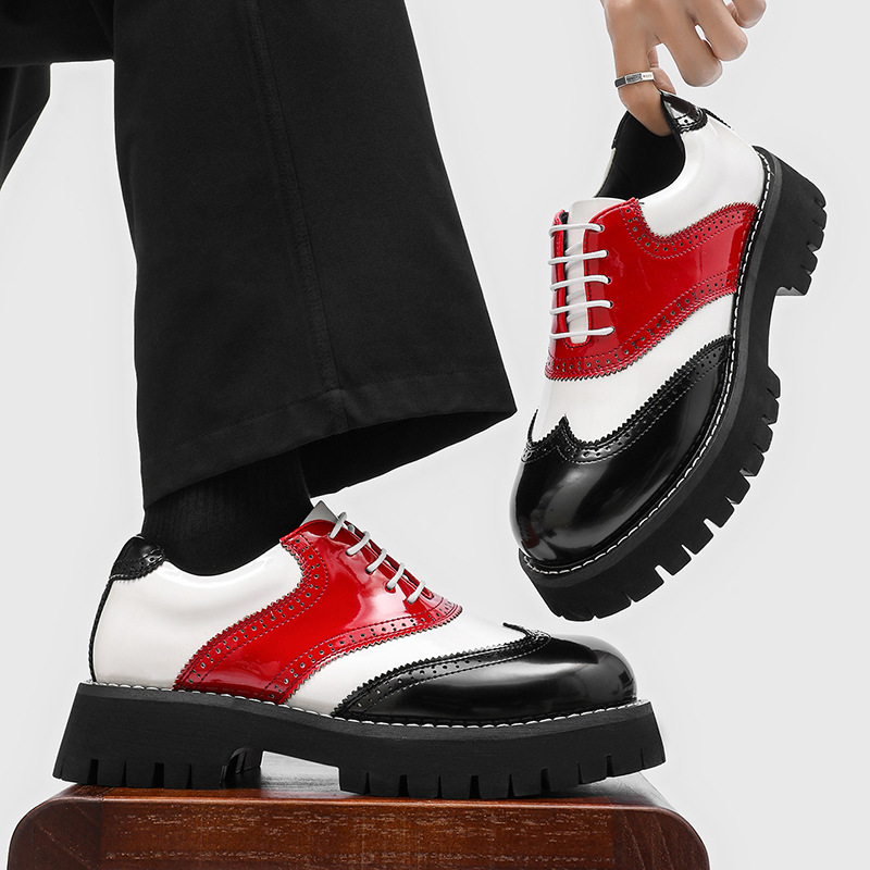 남성 패션 힙합 록 플랫폼 슈즈 레이스업 에나멜 가죽  - Oxford Shoes Brogue 리뷰 및 가격