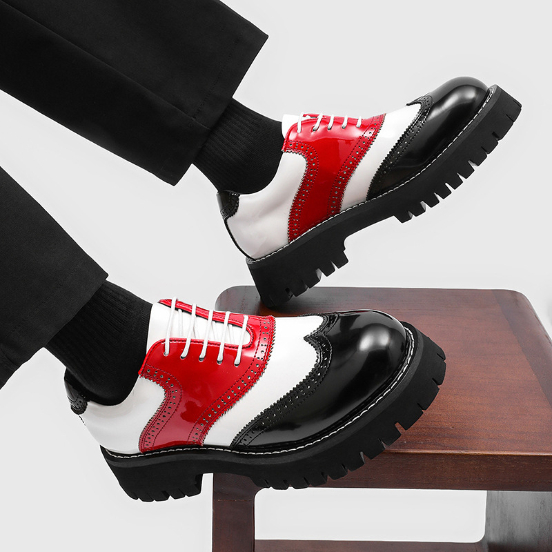 남성 패션 힙합 록 플랫폼 슈즈 레이스업 에나멜 가죽  - Oxford Shoes Brogue 리뷰 및 가격