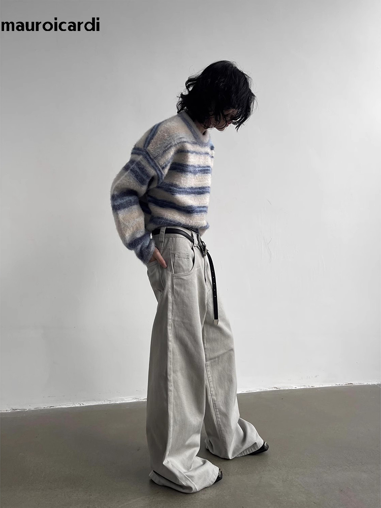 Mauroicardi 가을 회색 흐르는 헐렁한 넓은 다 - Mens Fashion Dark Grey Pants 리뷰 및 가격