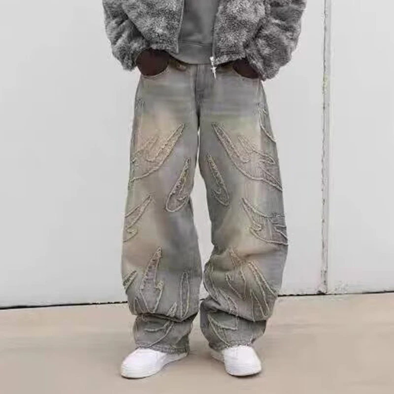 스트리트 고딕 레트로 하이 웨이스트 와이드 레그 바지  - Men'S Fashion With Baggy Jeans 리뷰 및 가격
