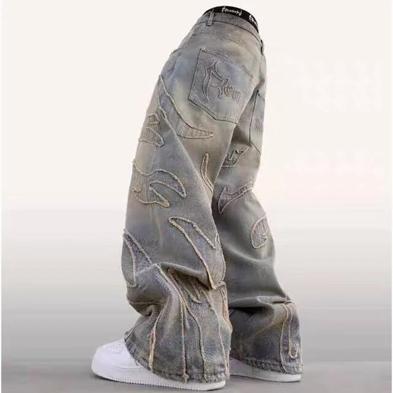 스트리트 고딕 레트로 하이 웨이스트 와이드 레그 바지  - Men'S Fashion With Baggy Jeans 리뷰 및 가격