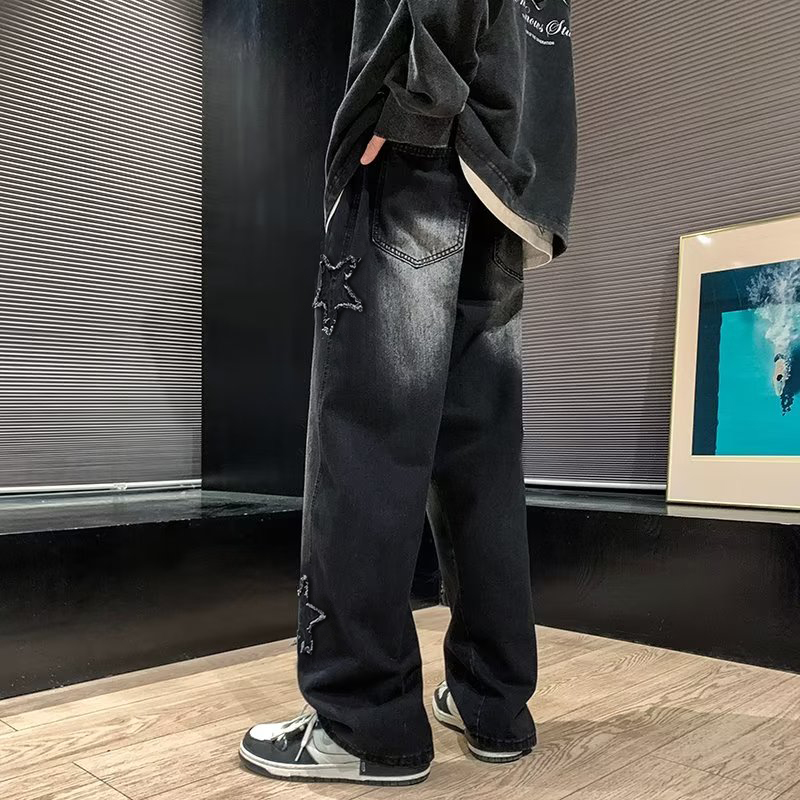 새로운 남성 스타 수 놓은 패션 헐렁한 청바지 Y2K  - Men'S Fashion With Baggy Jeans 리뷰 및 가격