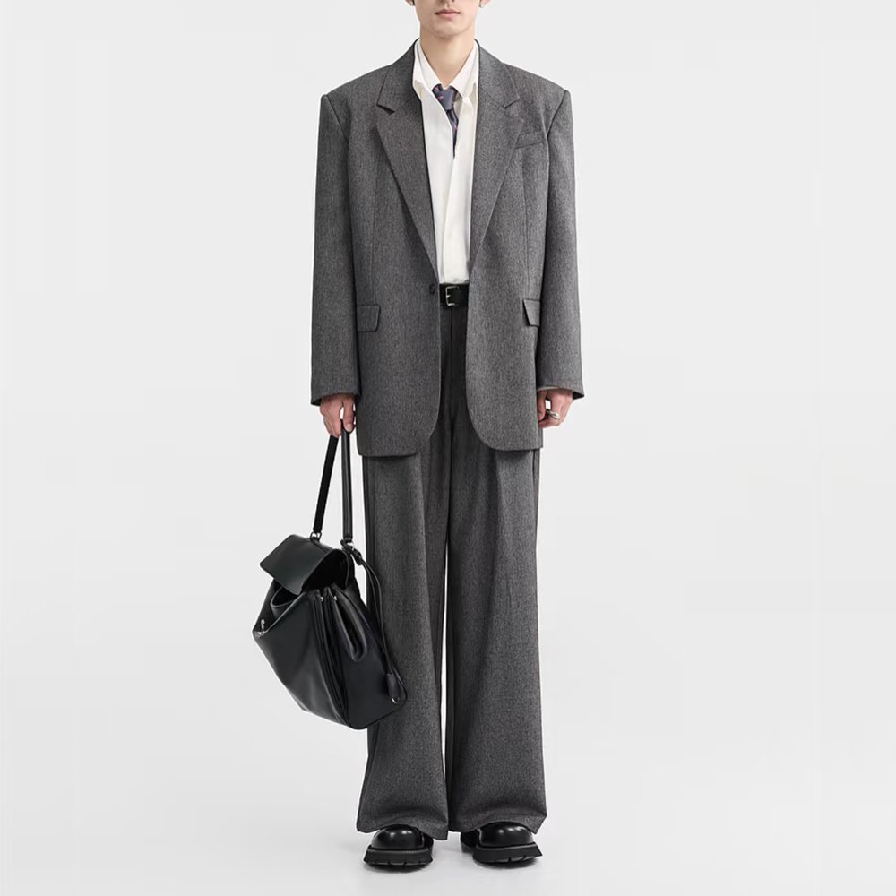 패션 짙은 회색 느슨한 남자의 두 조각 정장 노치 옷깃 - Mens Fashion Dark Grey Pants 리뷰 및 가격