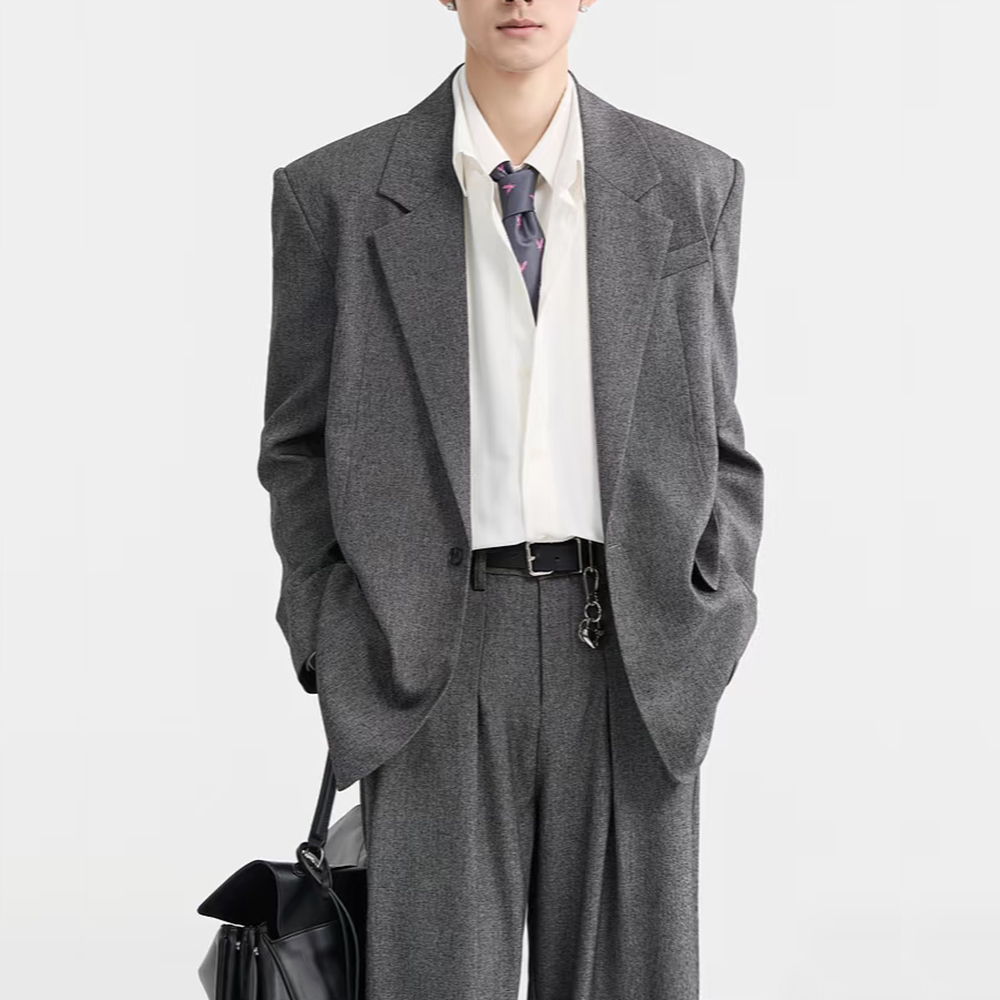 패션 짙은 회색 느슨한 남자의 두 조각 정장 노치 옷깃 - Mens Fashion Dark Grey Pants 리뷰 및 가격