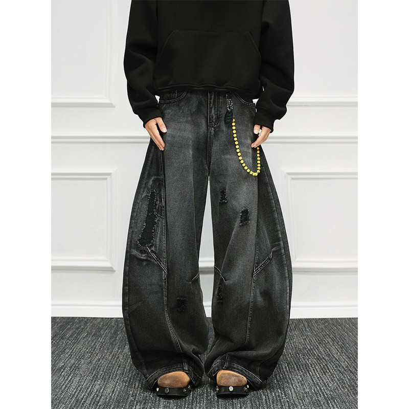 빈티지 뉴 패션 아메리칸 스타일 남성용 워싱 블랙 그레 - Men'S Fashion Grey Jeans 리뷰 및 가격