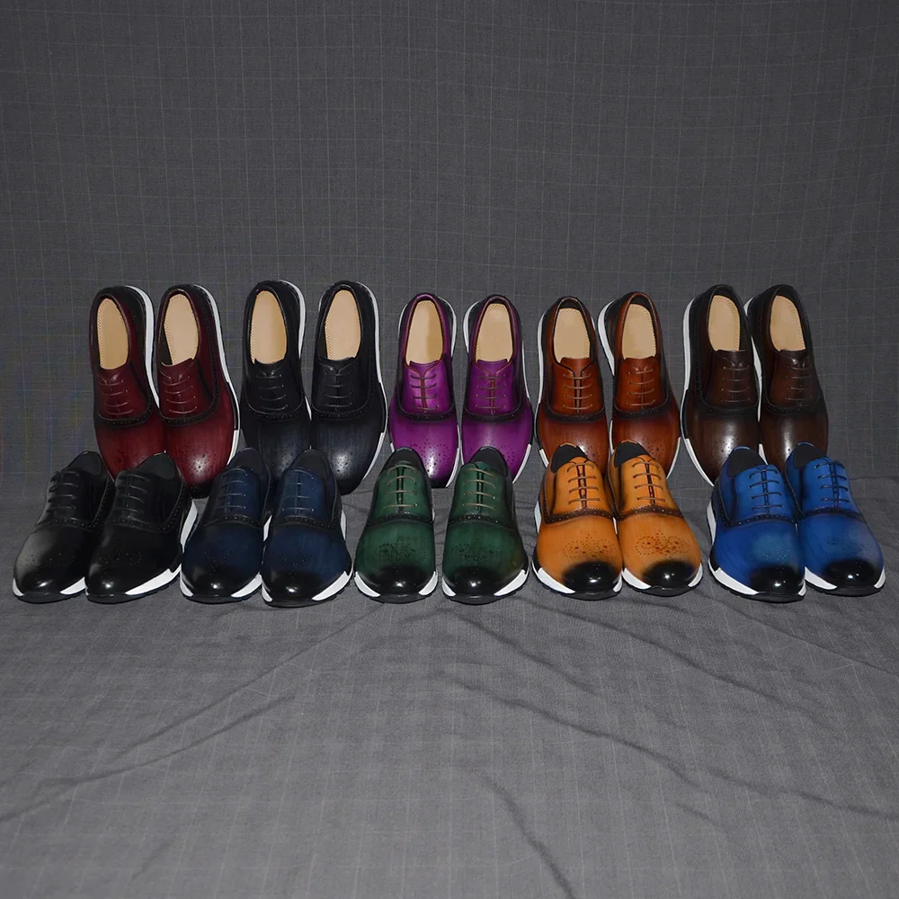 10 가지 색상 남성용 수제 정품 가죽 옥스포드 운동화 - Oxford Shoes Brogue 리뷰 및 가격