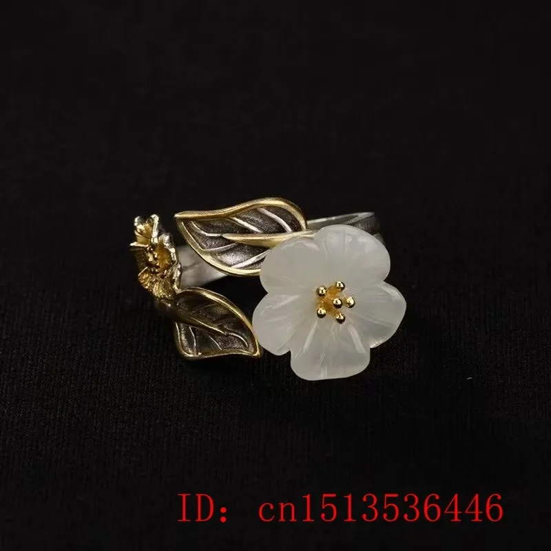925 실버 화이트 Hetian 옥 꽃 조절 링 쥬얼리 - Men'S Fashion Rings 리뷰 및 가격