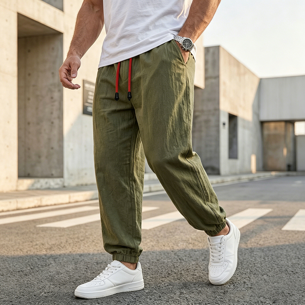 남성 캐주얼 하렘 팬츠 루즈핏 코튼 린넨 솔리드 컬러  - Men'S Fashion Linen Pants 리뷰 및 가격
