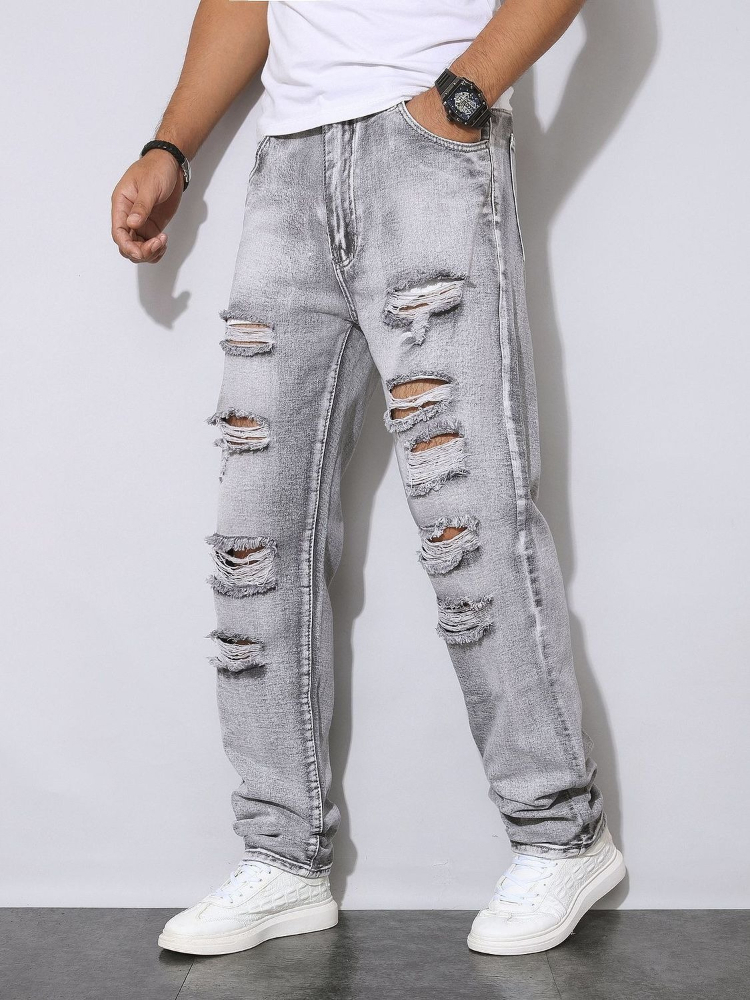 남성 가을 겨울 디스트레스드 그레이 데님 바지 아메리칸 - Men'S Fashion Grey Jeans 리뷰 및 가격