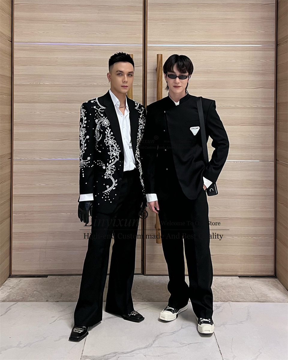 금속 다이아몬드 장식 남성용 세트 투피스 세트, 신랑  - Mens Fashion Trajes 리뷰 및 가격