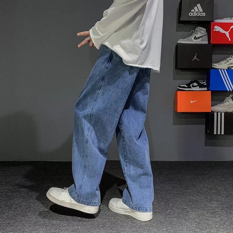 하이 스트리트 남성 스트레이트 데님 와이드 레그 팬츠, - Men'S Fashion Grey Jeans 리뷰 및 가격
