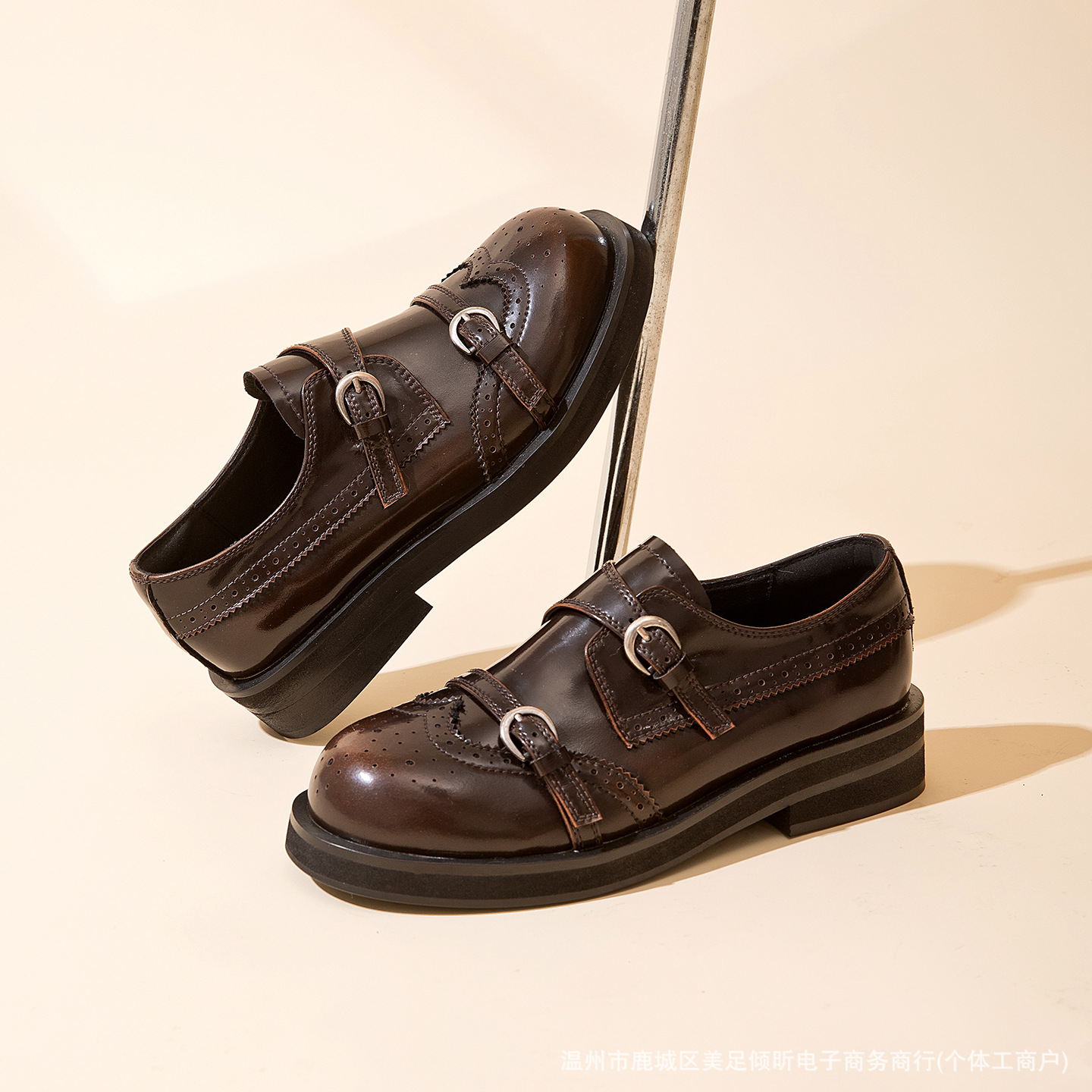 여성용 레트로 브로그 더블 스트랩 슈즈, 브라운 샤이니 - Oxford Shoes Brogue 리뷰 및 가격
