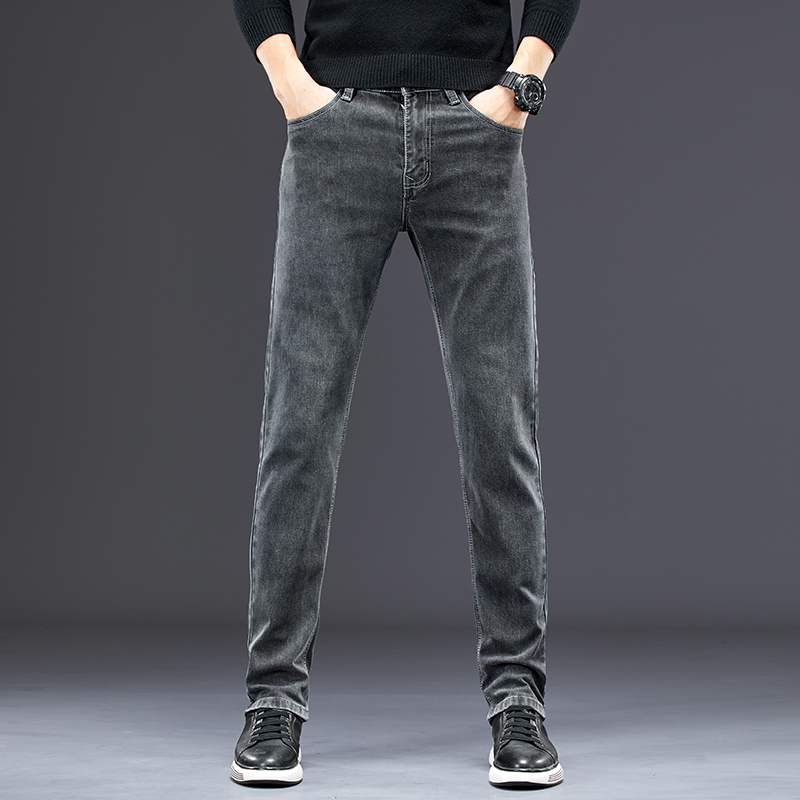 남성용 슬림 청바지, 캐쥬얼 스트레이트 스트레치 데님  - Men'S Fashion Grey Jeans 리뷰 및 가격
