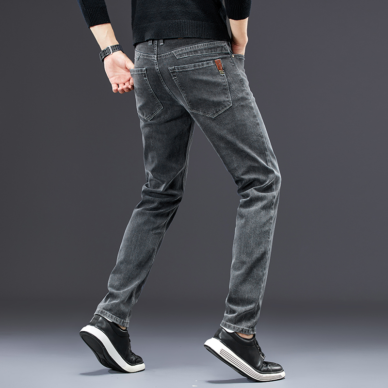 남성용 슬림 청바지, 캐쥬얼 스트레이트 스트레치 데님  - Men'S Fashion Grey Jeans 리뷰 및 가격