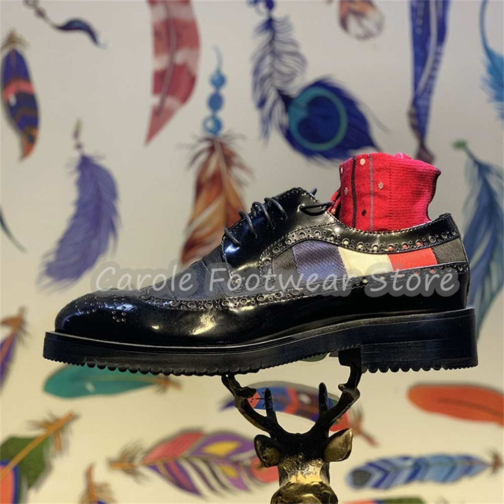 패션 믹스 컬러 카빙 레이스업 브로그 슈즈 남성용 정품 - Oxford Shoes Brogue 리뷰 및 가격