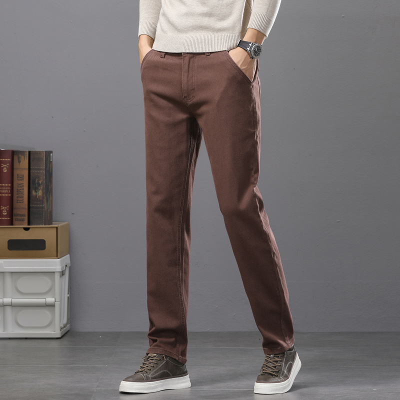 비즈니스 캐주얼 코튼 엘라스틱 남성 청바지 슬림핏 스트 - Mens Fashion Dark Grey Pants 리뷰 및 가격