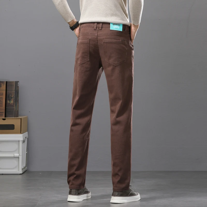 비즈니스 캐주얼 코튼 엘라스틱 남성 청바지 슬림핏 스트 - Mens Fashion Dark Grey Pants 리뷰 및 가격
