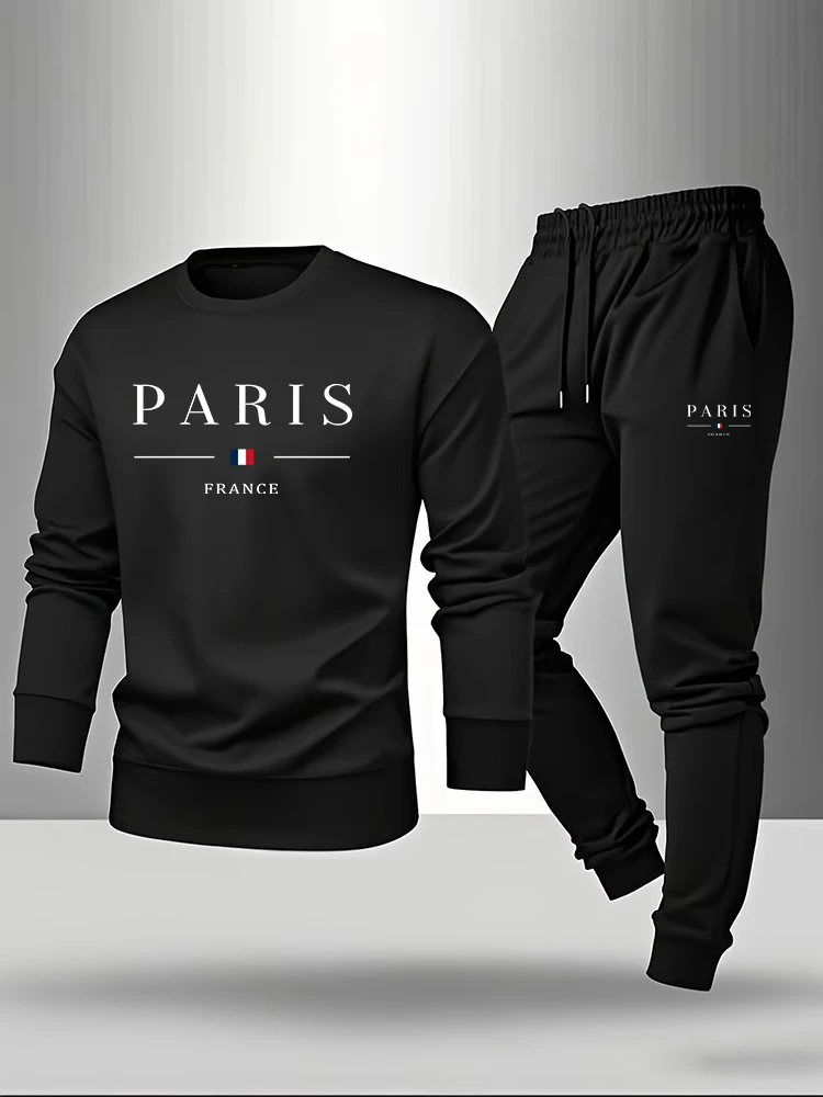 파리 프린트 남성 세트 풀오버 & 스웨트팬츠 가을 캐주 - Paris Men'S Fashion 리뷰 및 가격