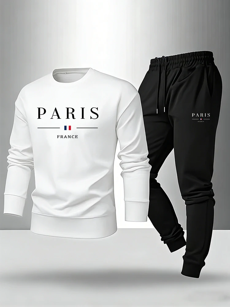 파리 프린트 남성 세트 풀오버 & 스웨트팬츠 가을 캐주 - Paris Men'S Fashion 리뷰 및 가격