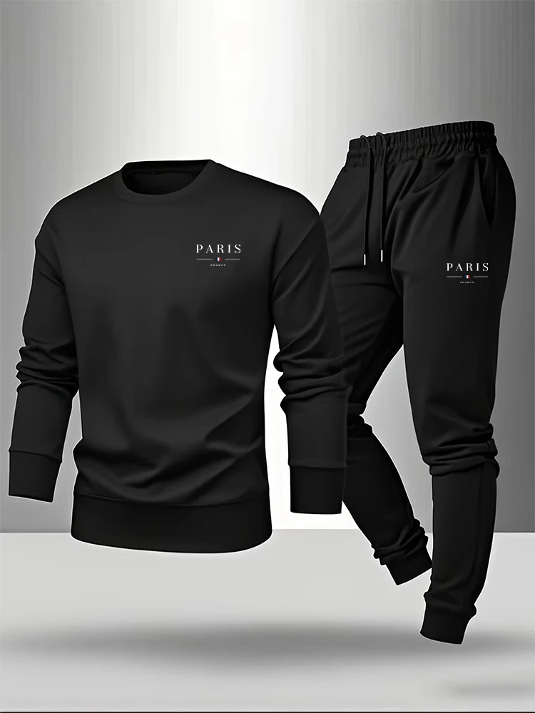 파리 프린트 남성 세트 풀오버 & 스웨트팬츠 가을 캐주 - Paris Men'S Fashion 리뷰 및 가격