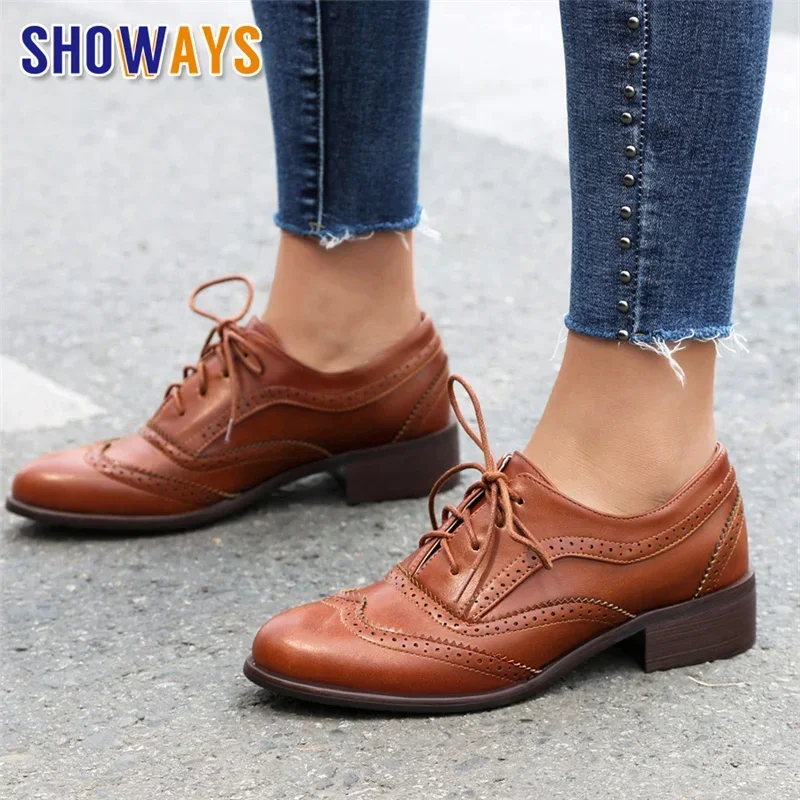 영국 플랫 여성 옥스퍼드 미드 스퀘어 힐 화이트 브라운 - Oxford Shoes Brogue 리뷰 및 가격