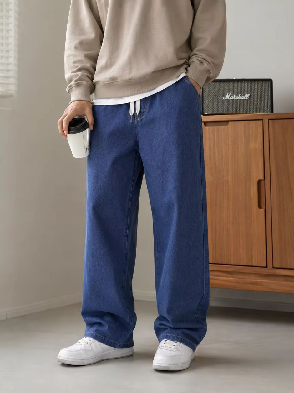 남성 캐주얼 배기 진 루즈 스트레이트 레그 가을 겨울  - Men'S Fashion Grey Jeans 리뷰 및 가격