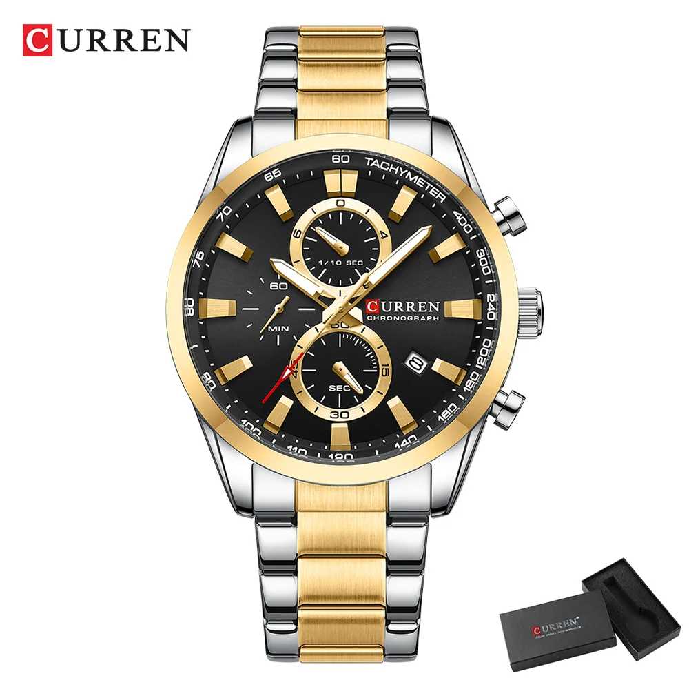 CURREN 캐주얼 쿼츠 크로노 스포츠 시계 남성용 브 - Men'S Fashion Jewelry 리뷰 및 가격