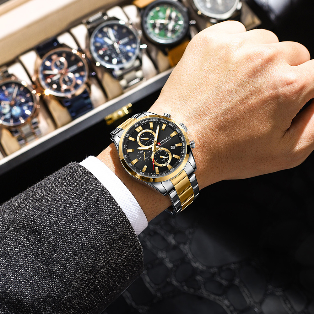 CURREN 캐주얼 쿼츠 크로노 스포츠 시계 남성용 브 - Men'S Fashion Jewelry 리뷰 및 가격