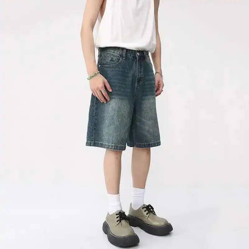 여름 데님 반바지 남성용 루즈핏 한국 스타일 레트로 숏 - Men Fashion Korean Style 리뷰 및 가격