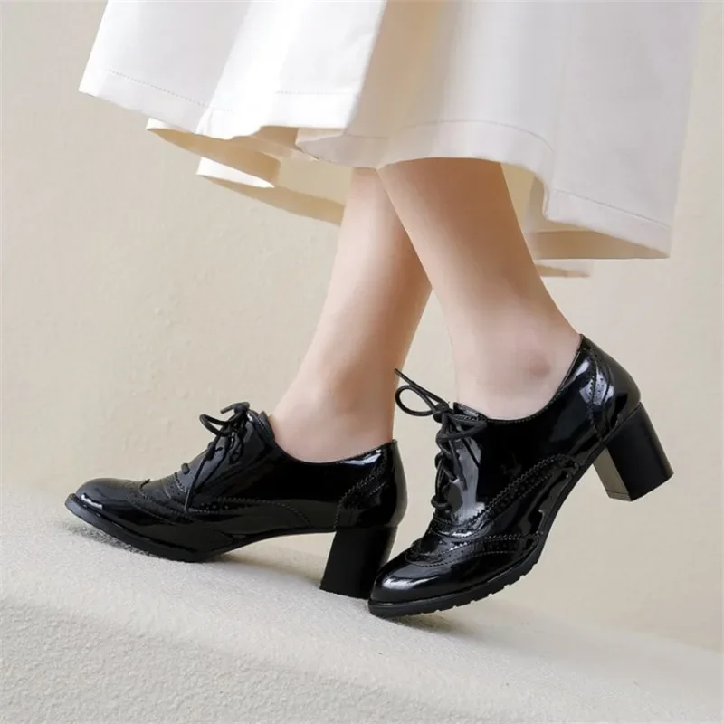 영국 여성 옥스포드 블루 레드 블랙 특허 가죽 하이블록 - Oxford Shoes Brogue 리뷰 및 가격